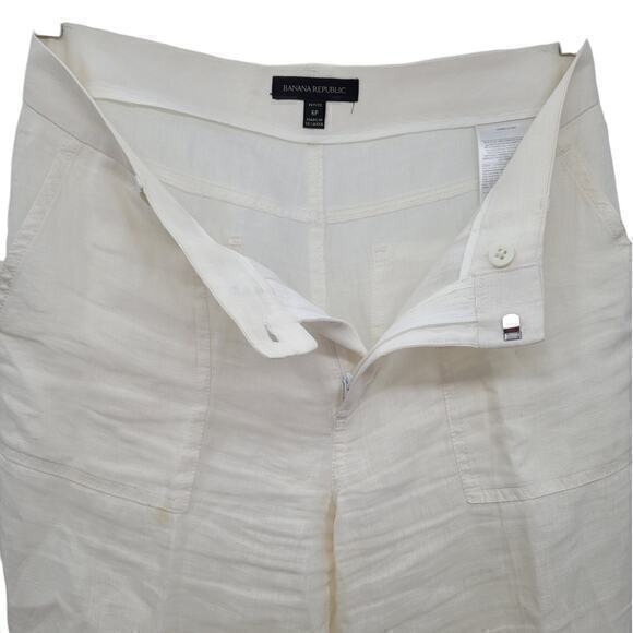 Banana Republic Off‎ White Linen Flat Front Straight Leg - Picture 7 of 16